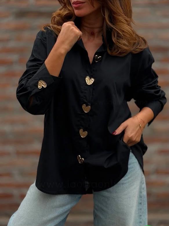 💗 BELLA CAMISA CON BOTONES CORAZÓN 💗